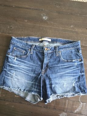 Big Star Light Blue Denim Shorts with Brown Stitching